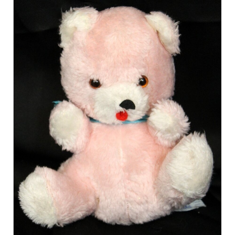 VTG 80s Rushton Pink Bear Plush Music Baby Nursery Wind up Braham's Lullaby